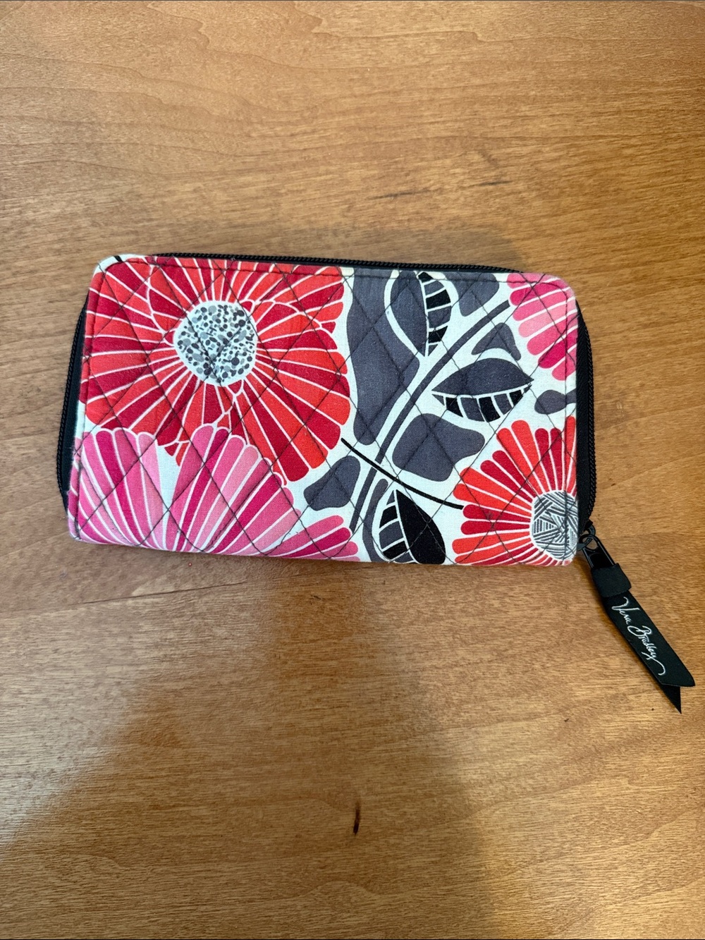 Vera Bradley Floral Zip Wallet in Red, Pink and Black